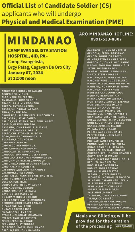 Army Recruitment Office Mindanao, camp evangelista patag .